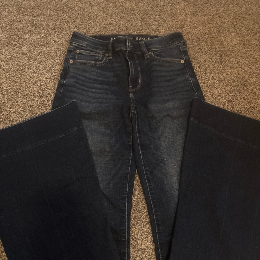 American Eagle Outfitters Women's Deep Indigo Flare Jeans